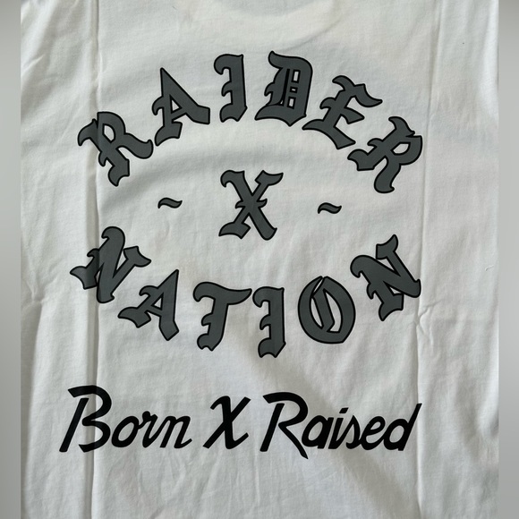 Men's BORN X RAISED Las Vegas Raiders Raider Nation Tee T-Shirt White Sz L Large - Picture 7 of 7